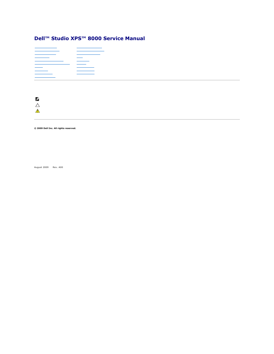 Dell Studio XPS 8000 (Late 2009) User Manual | 55 pages