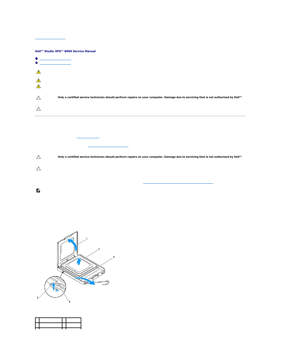 Processor, Removing the processor | Dell Studio XPS 8000 (Late 2009) User Manual | Page 17 / 55