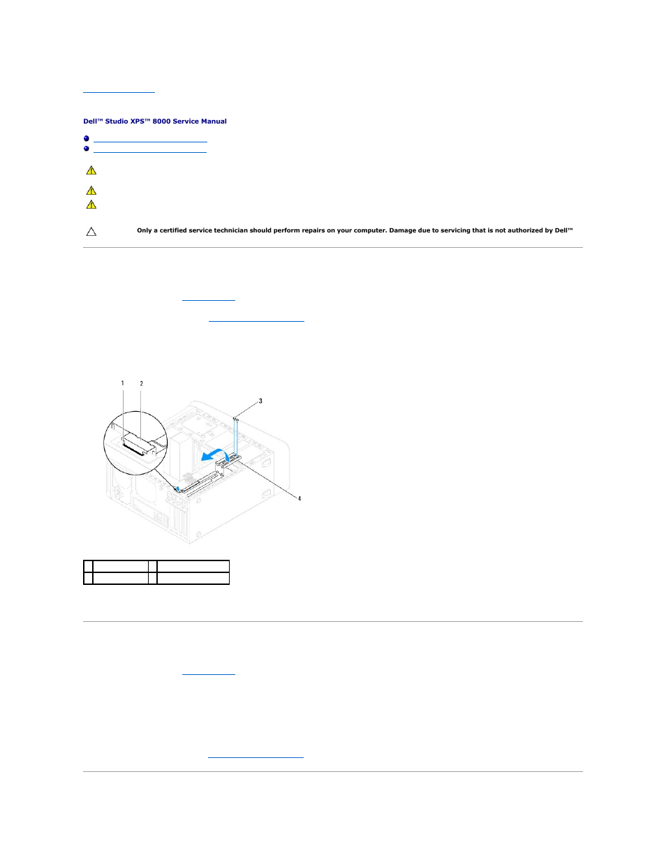 Graphics card bracket, Removing the graphics card bracket, Replacing the graphics card bracket | Dell Studio XPS 8000 (Late 2009) User Manual | Page 33 / 55