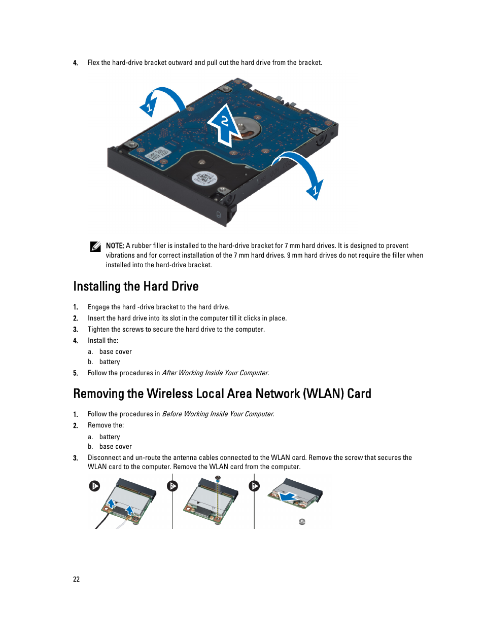 Installing the hard drive | Dell Precision M4700 (Mid 2012) User Manual | Page 22 / 83