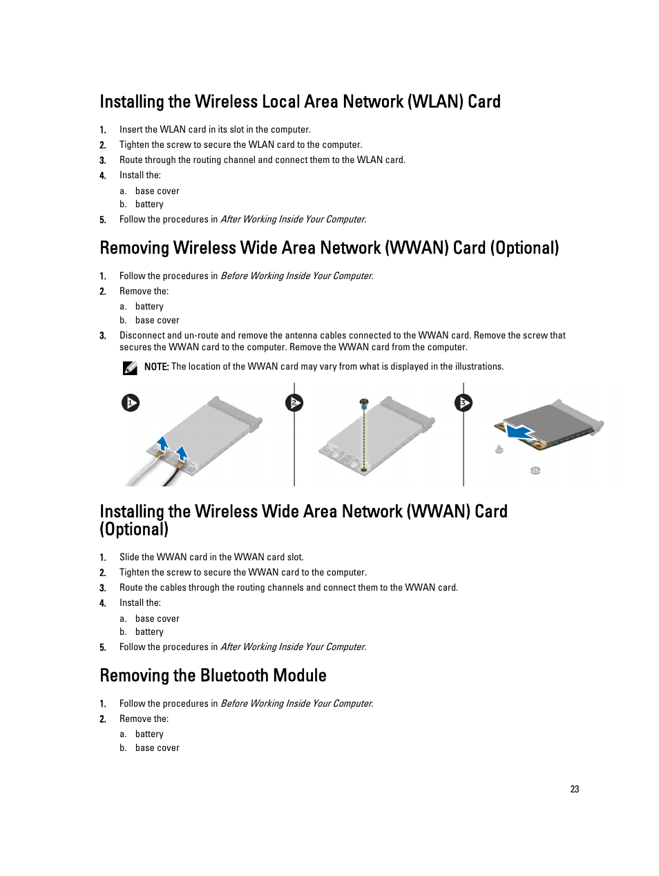 Removing the bluetooth module | Dell Precision M4700 (Mid 2012) User Manual | Page 23 / 83