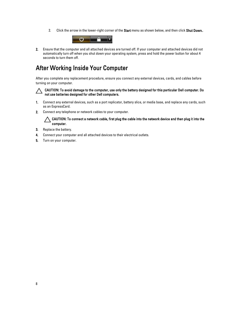 After working inside your computer | Dell Precision M4700 (Mid 2012) User Manual | Page 8 / 83