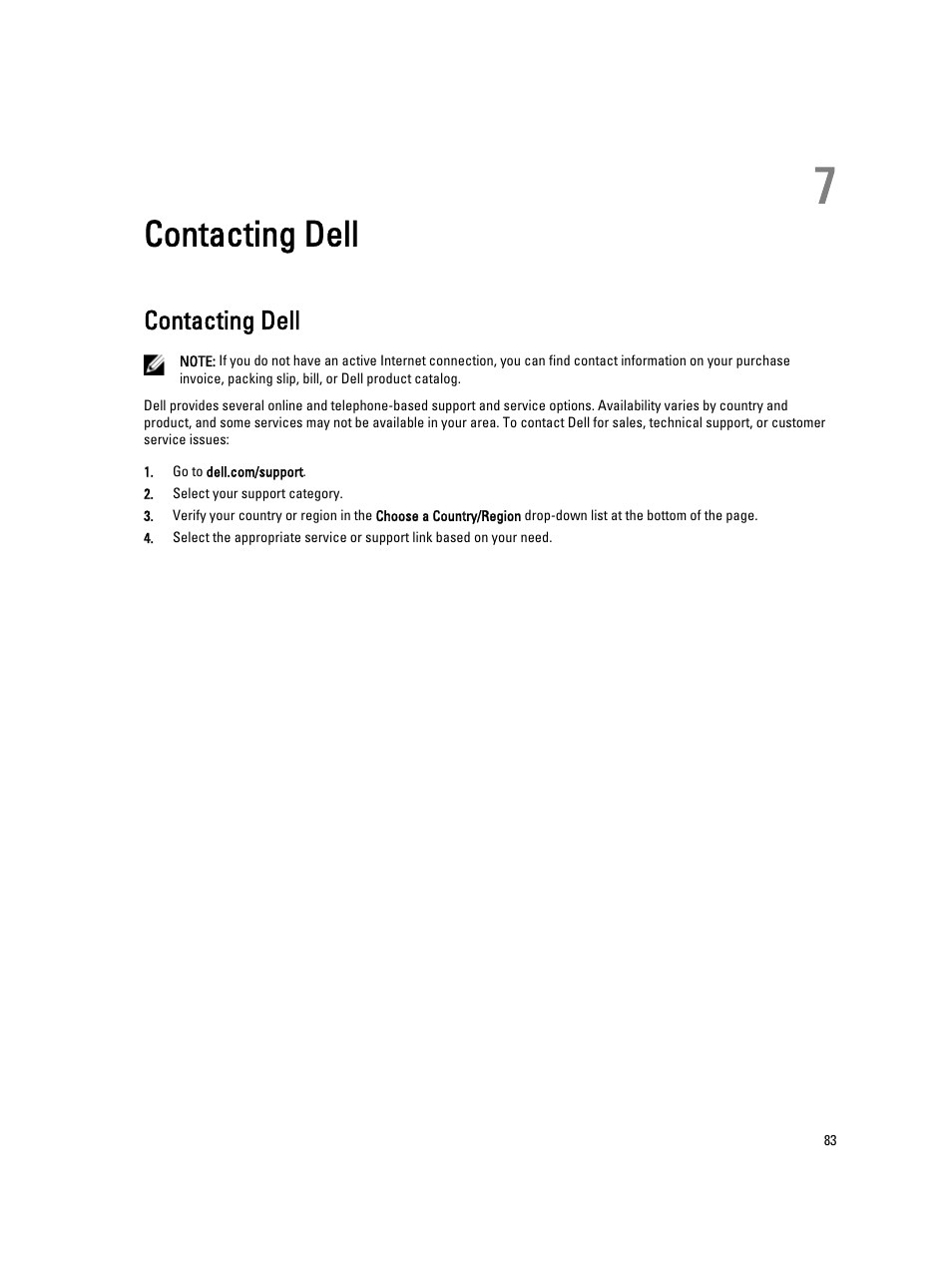 Contacting dell, 7 contacting dell | Dell Precision M4700 (Mid 2012) User Manual | Page 83 / 83