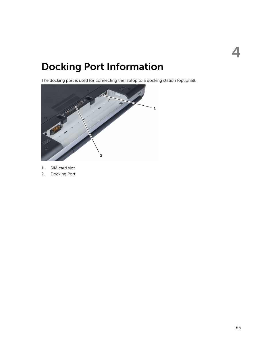 Docking port information, 4 docking port information | Dell Latitude E5530 (Mid 2012) User Manual | Page 65 / 81