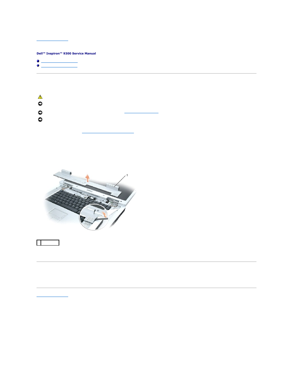 Hinge cover, Removing the hinge cover, Replacing the hinge cover | Dell Inspiron 9300 User Manual | Page 19 / 60