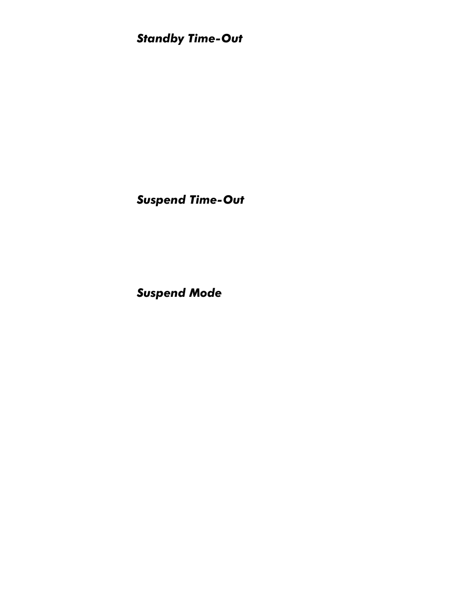 Standby time-out, Suspend time-out, Suspend mode | Standby time-out -7, Suspend time-out -7, Suspend mode -7, 6wdqge\7lph2xw, 6xvshqg7lph2xw, 6xvshqg0rgh | Dell Inspiron 3500 User Manual | Page 17 / 106