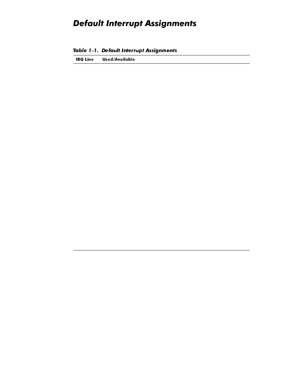 Default interrupt assignments, Default interrupt assignments -8, Table 1-1 | Hidxow,qwhuuxsw$vvljqphqwv | Dell Inspiron 3500 User Manual | Page 18 / 106