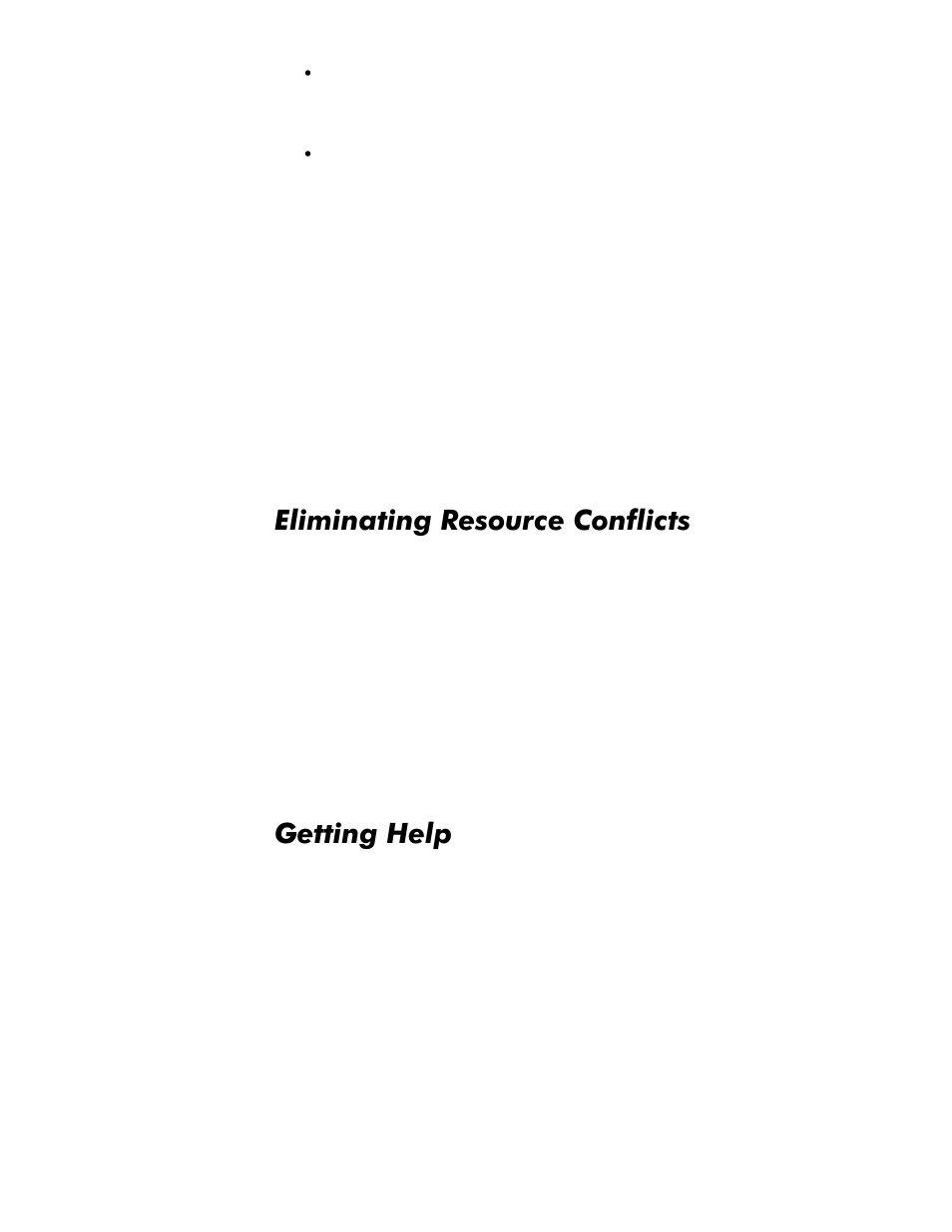 Eliminating resource conflicts, Getting help, Eliminating resource conflicts -5 | Getting help -5, Olplqdwlqj5hvrxufh&rqiolfwv, Hwwlqj+hos | Dell Inspiron 3500 User Manual | Page 29 / 106