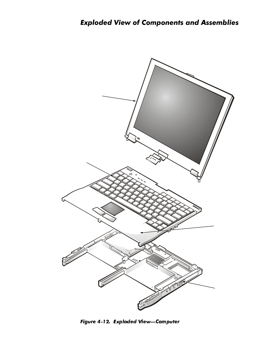 Exploded view of components and assemblies, Exploded view of components and assemblies -11, Figure 4-12 | Exploded view—computer -11, Sorghg9lhzri&rpsrqhqwvdqg$vvhpeolhv | Dell Inspiron 3500 User Manual | Page 47 / 106