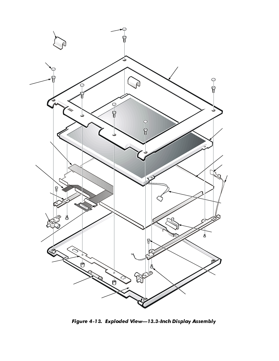 Figure 4-13, Exploded view—13.3-inch display assembly -12 | Dell Inspiron 3500 User Manual | Page 48 / 106