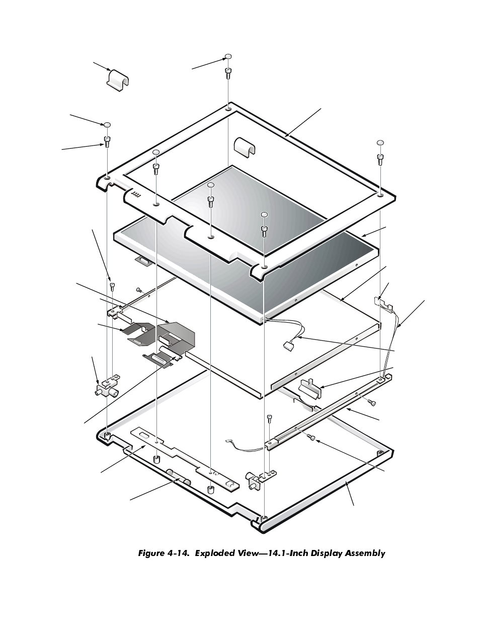 Figure 4-14, Exploded view—14.1-inch display assembly -13 | Dell Inspiron 3500 User Manual | Page 49 / 106