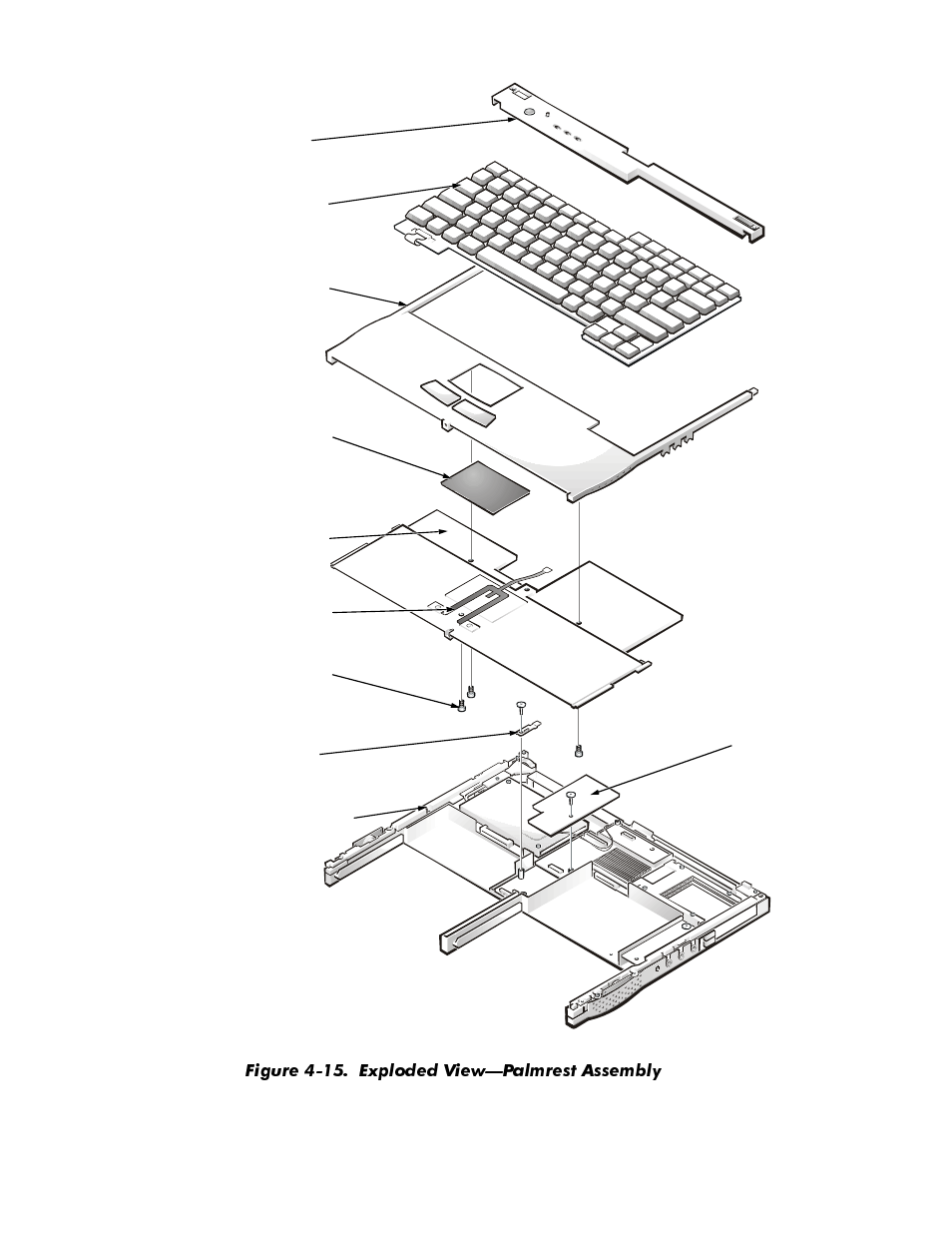 Figure 4-15, Exploded view—palmrest assembly -14 | Dell Inspiron 3500 User Manual | Page 50 / 106