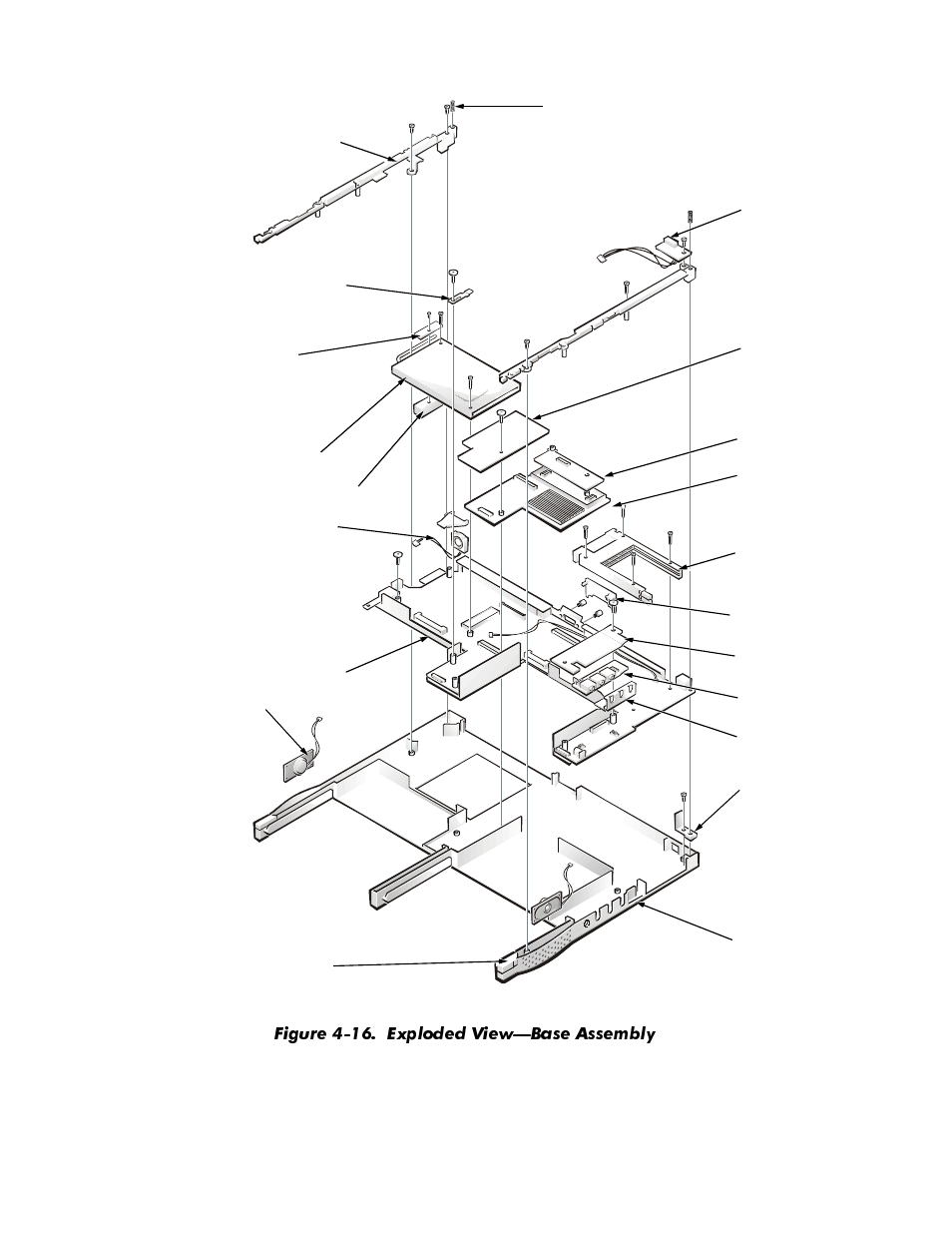 Figure 4-16, Exploded view—base assembly -15, Ljxuh  ([sorghg 9lhz³%dvh $vvhpeo | Dell Inspiron 3500 User Manual | Page 51 / 106