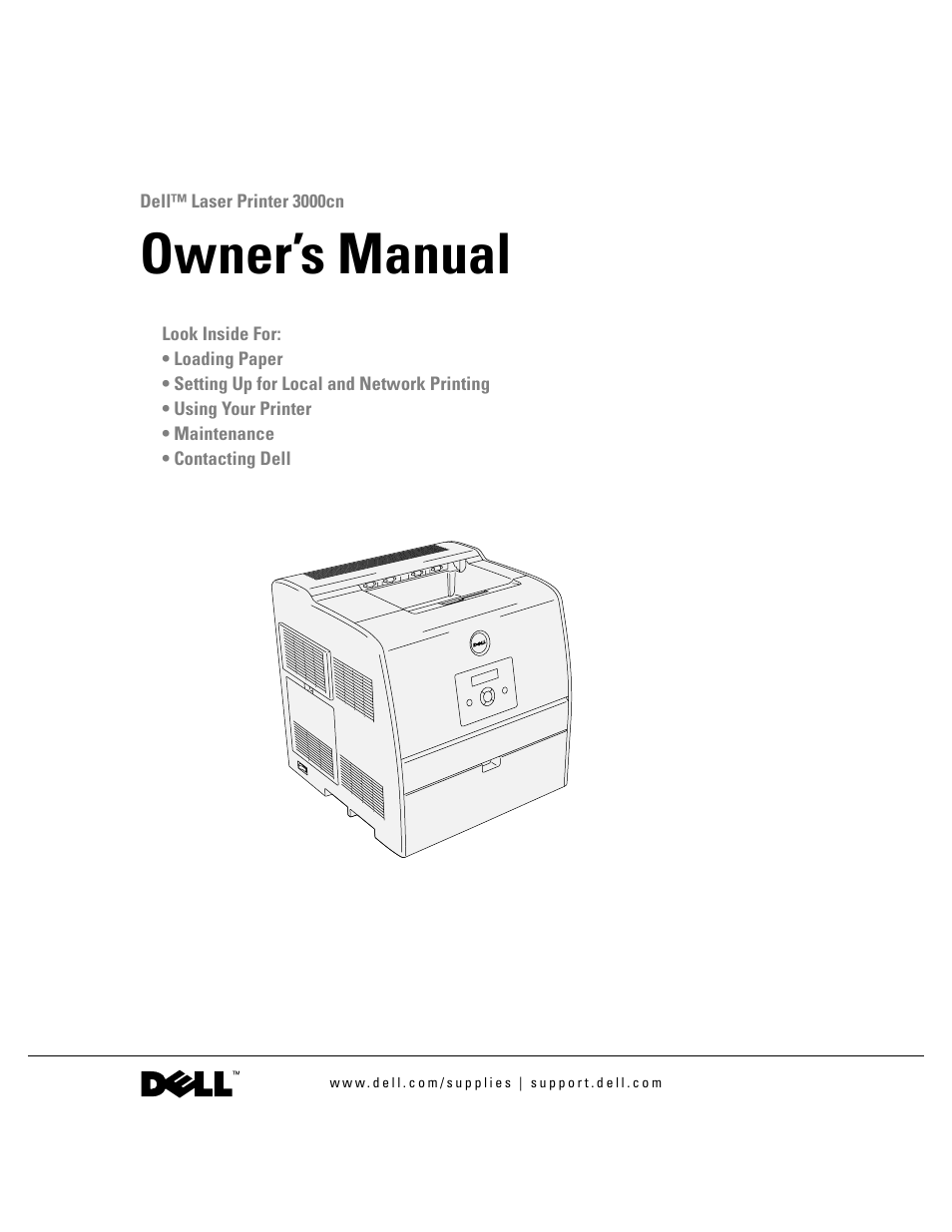 Dell 3000cn Color Laser Printer User Manual | 82 pages