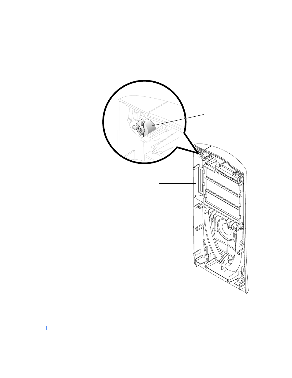 Removing the front-panel button | Dell PRECISION 530 User Manual | Page 36 / 126