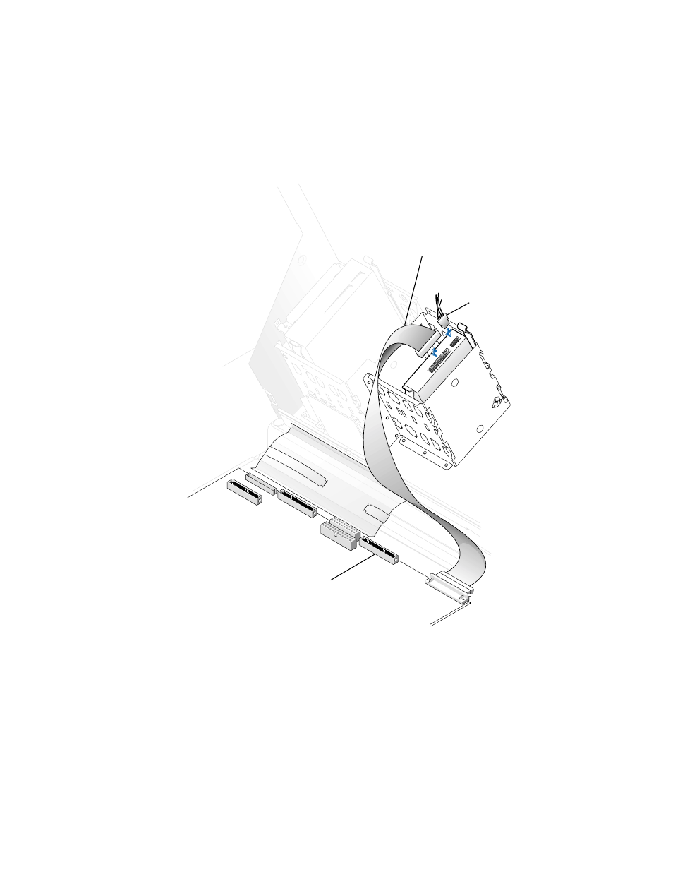 Attaching cables for a hard drive, Attaching cables for a hard, Drive | Attaching, Cables for a hard drive | Dell PRECISION 530 User Manual | Page 72 / 126
