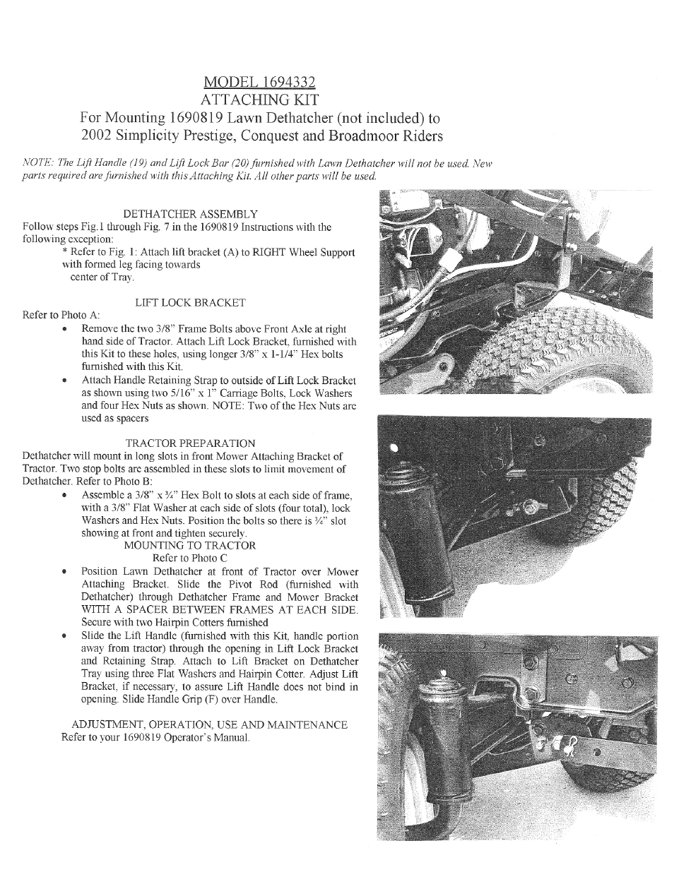 Installation instructions | Brinly-Hardy 1694332 User Manual | Page 2 / 2