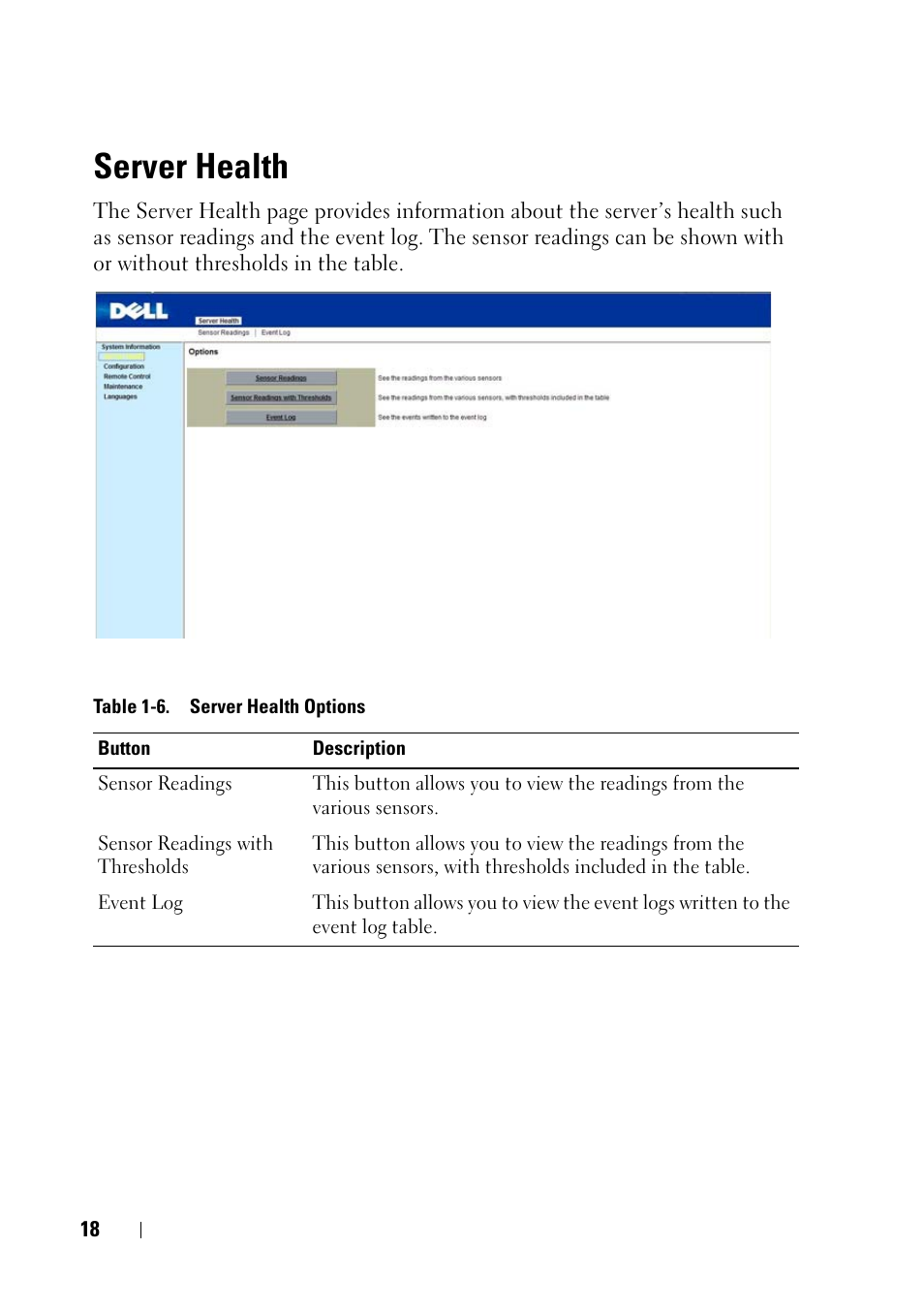 Server health | Dell PowerEdge C5125 User Manual | Page 18 / 56