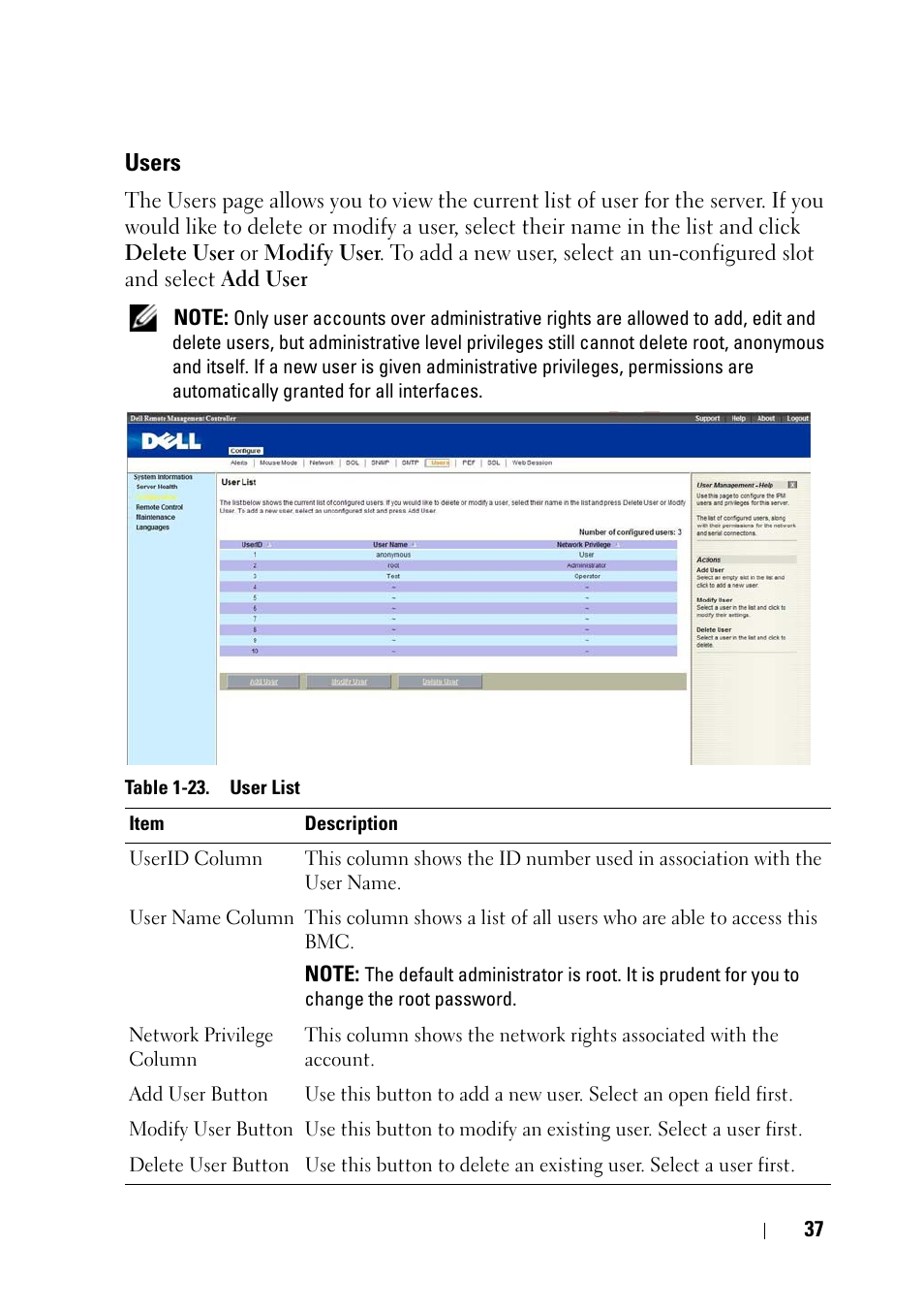 Users | Dell PowerEdge C5125 User Manual | Page 37 / 56