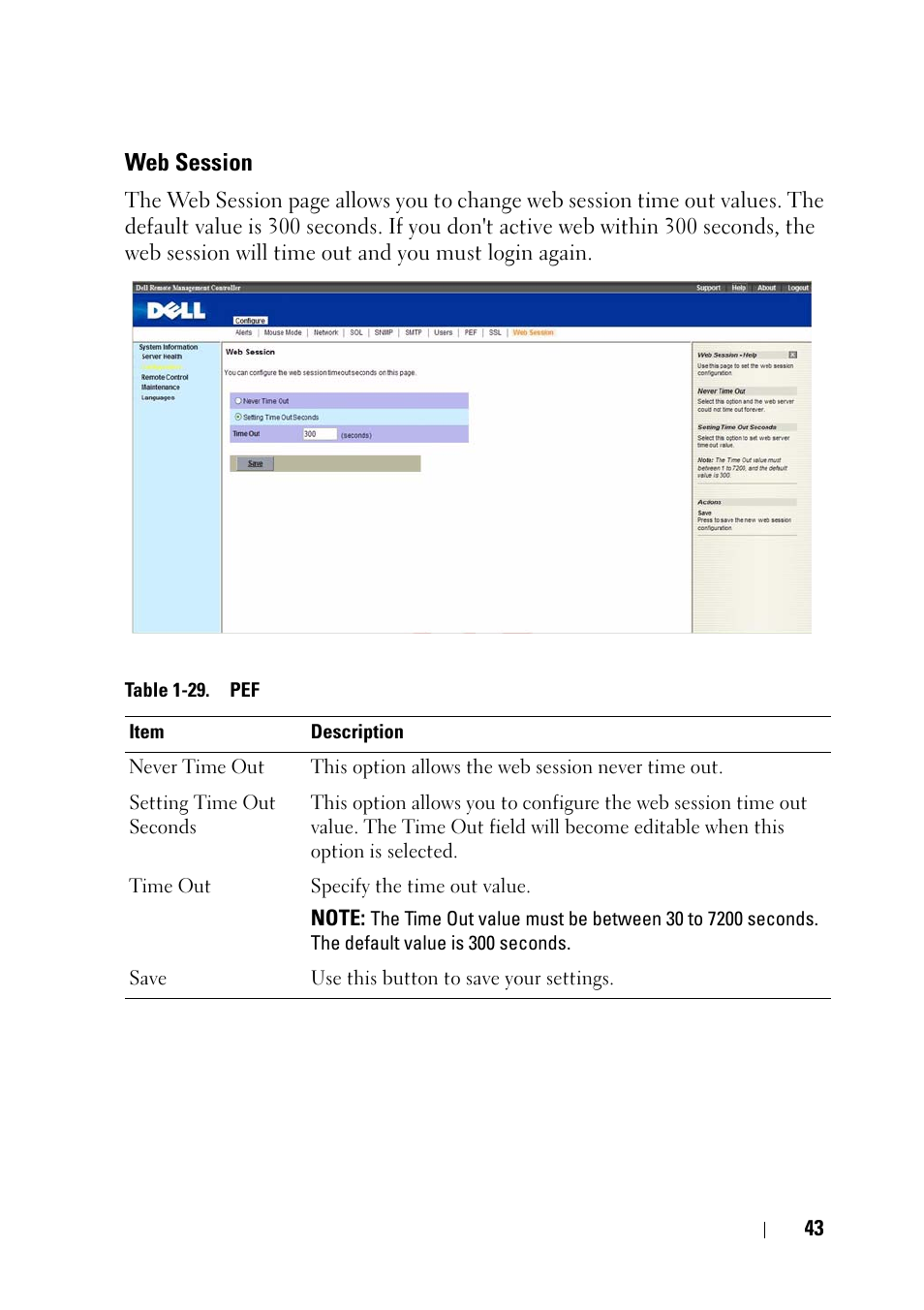 Web session | Dell PowerEdge C5125 User Manual | Page 43 / 56