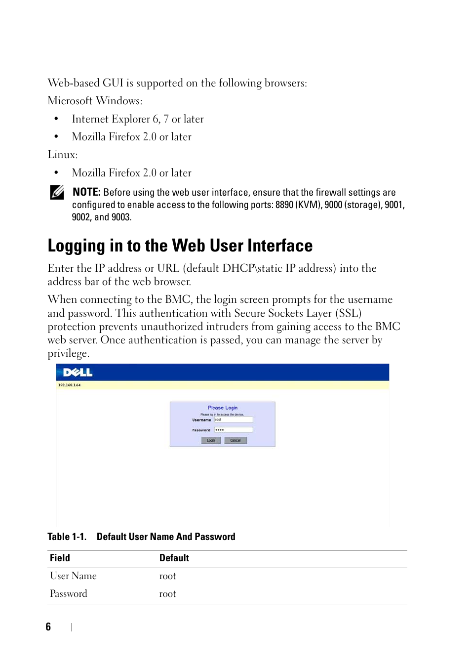 Logging in to the web user interface | Dell PowerEdge C5125 User Manual | Page 6 / 56