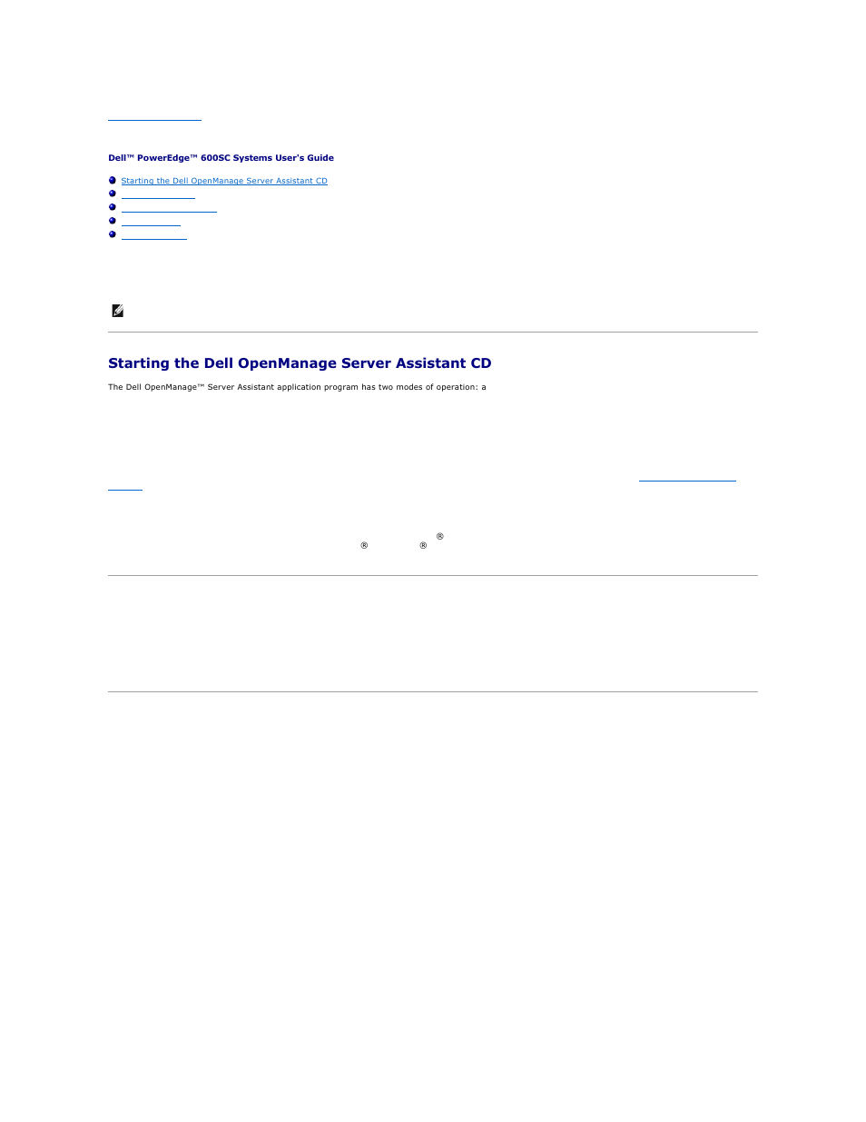 Using the dell openmanage server assistant cd, Starting the dell openmanage server assistant cd, Navigating the cd | Setting up your system, Setup mode, Service mode, Server setup | Dell PowerEdge 600SC User Manual | Page 13 / 35
