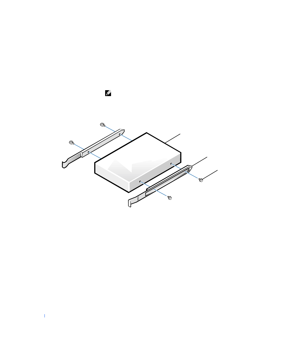 Attaching bracket rails for a hard drive | Dell PRECISION 530 User Manual | Page 100 / 300