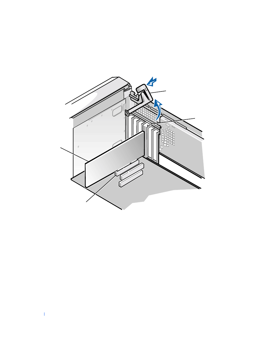 Raising the expansion card retention arm | Dell PRECISION 530 User Manual | Page 112 / 300