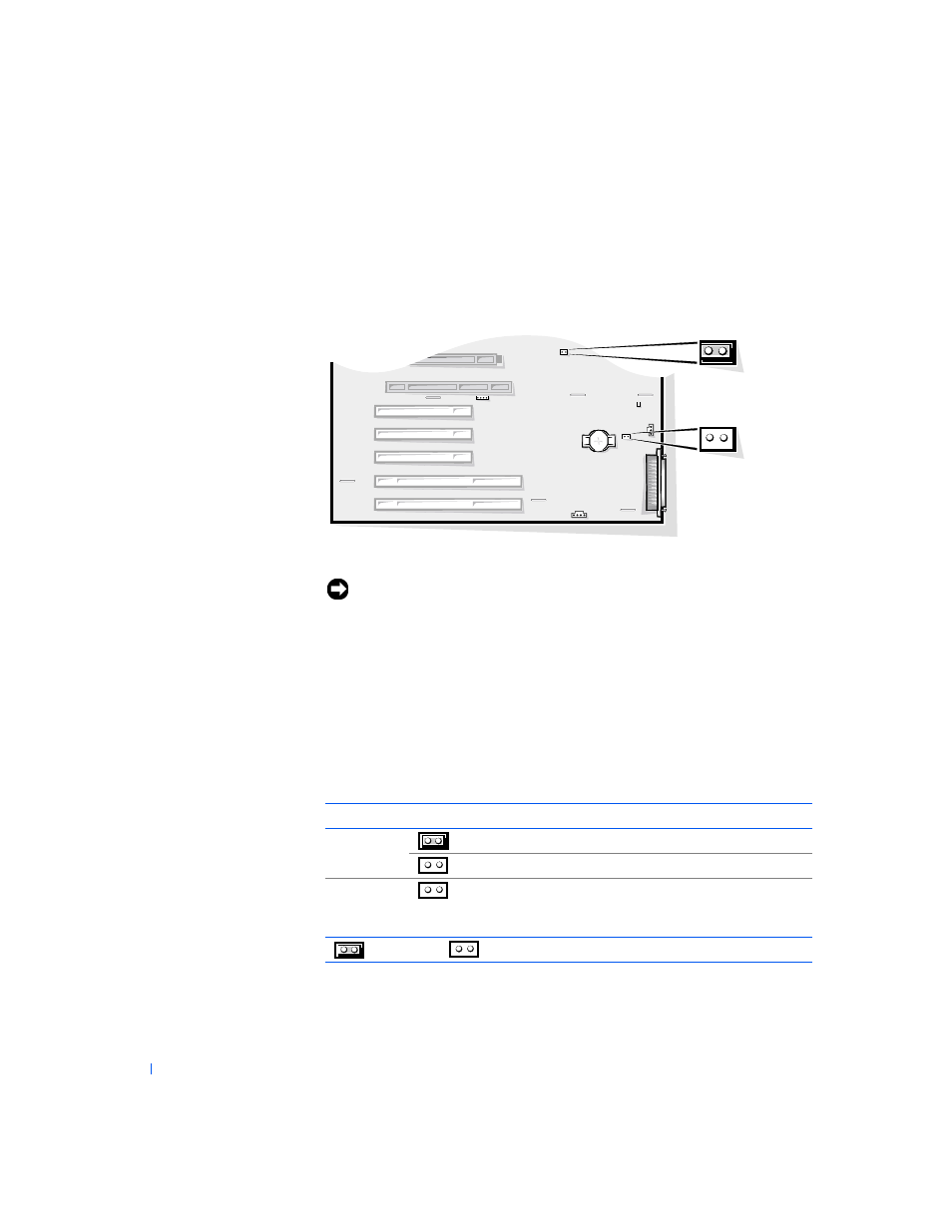 Jumper settings, System board jumpers, System-board jumper settings | Dell PRECISION 530 User Manual | Page 50 / 300