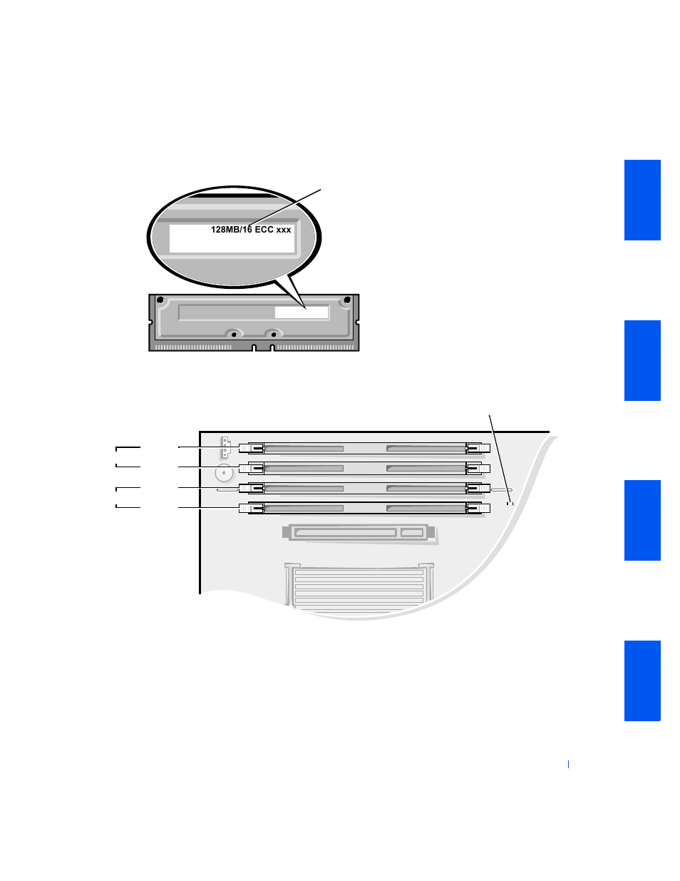 Memory module label, System board memory components, System board | Memory components | Dell PRECISION 530 User Manual | Page 73 / 300