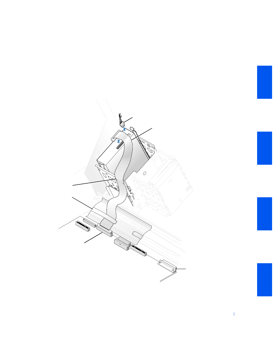 Attaching cables for an, Externally accessible drive, Attaching | Cables for an externally accessible drive | Dell PRECISION 530 User Manual | Page 95 / 300