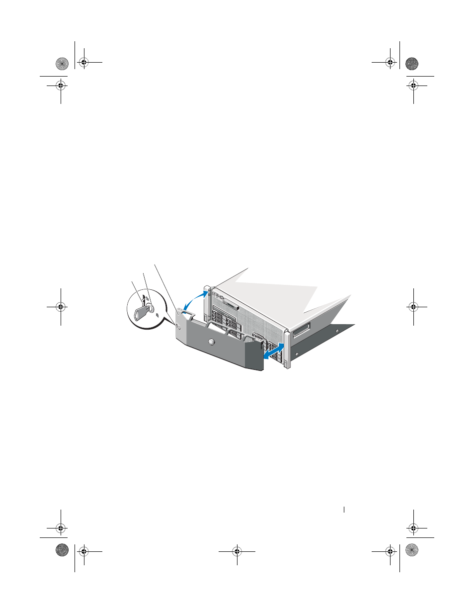 Front bezel (optional), Removing the front bezel, 1 unlock the keylock at the left end of the bezel | 2 lift up the release latch next to the keylock, Installing the front bezel, 1 hook the right end of the bezel onto the chassis | Dell PowerEdge R910 User Manual | Page 87 / 210