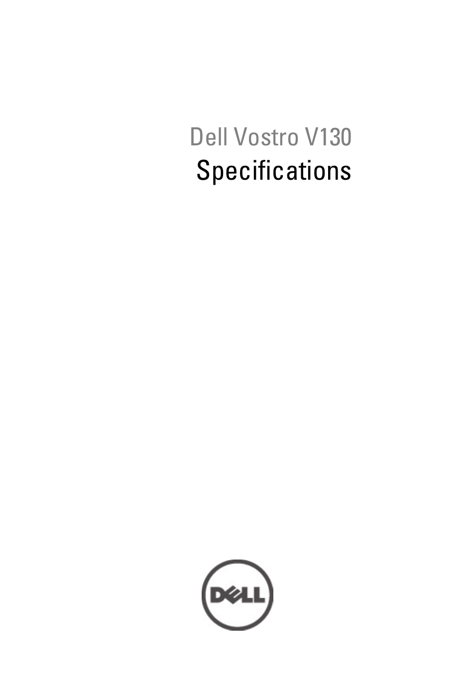 Dell Vostro V130 (Late 2010) User Manual | 8 pages