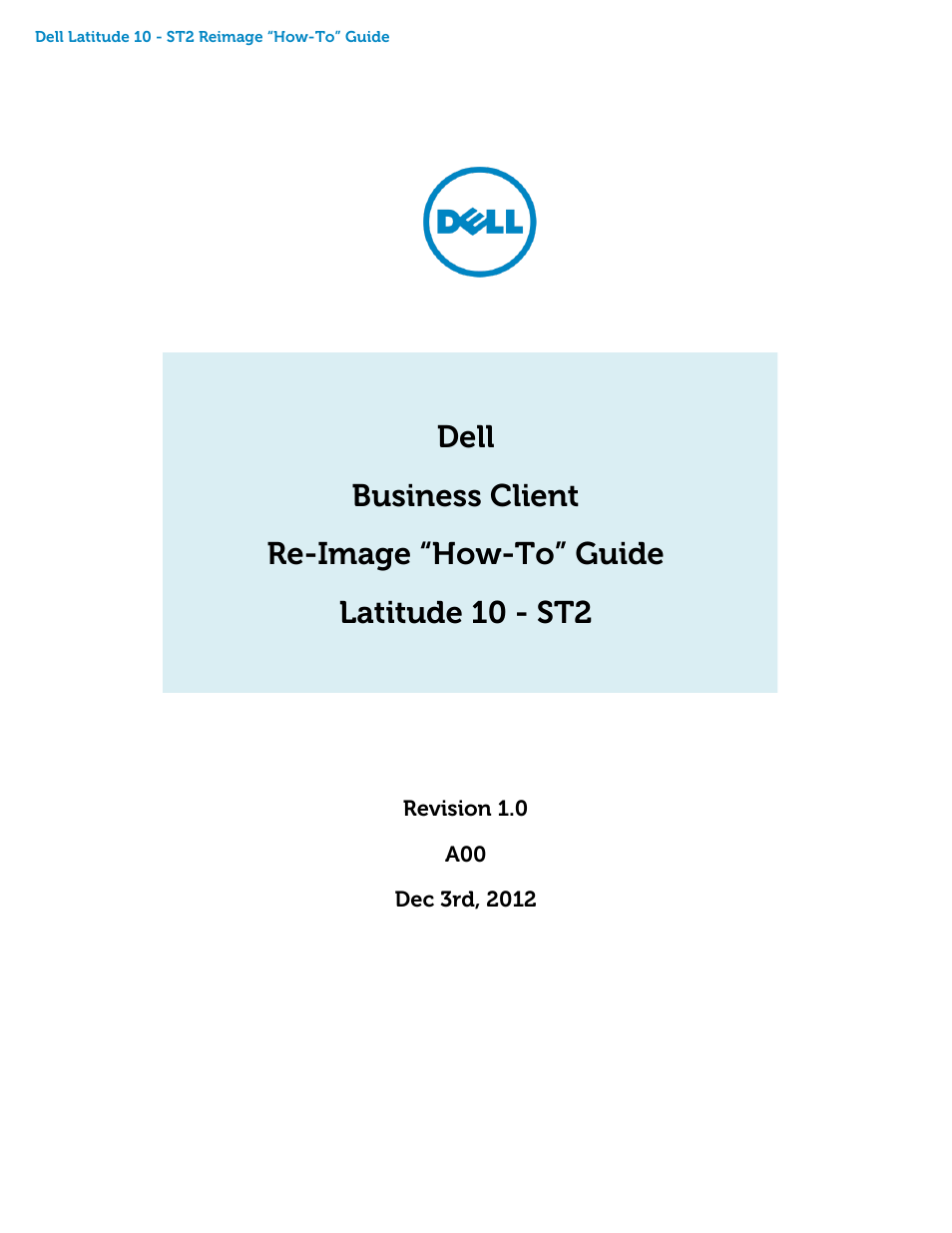 Dell Latitude 10 (Late 2012) User Manual | 9 pages