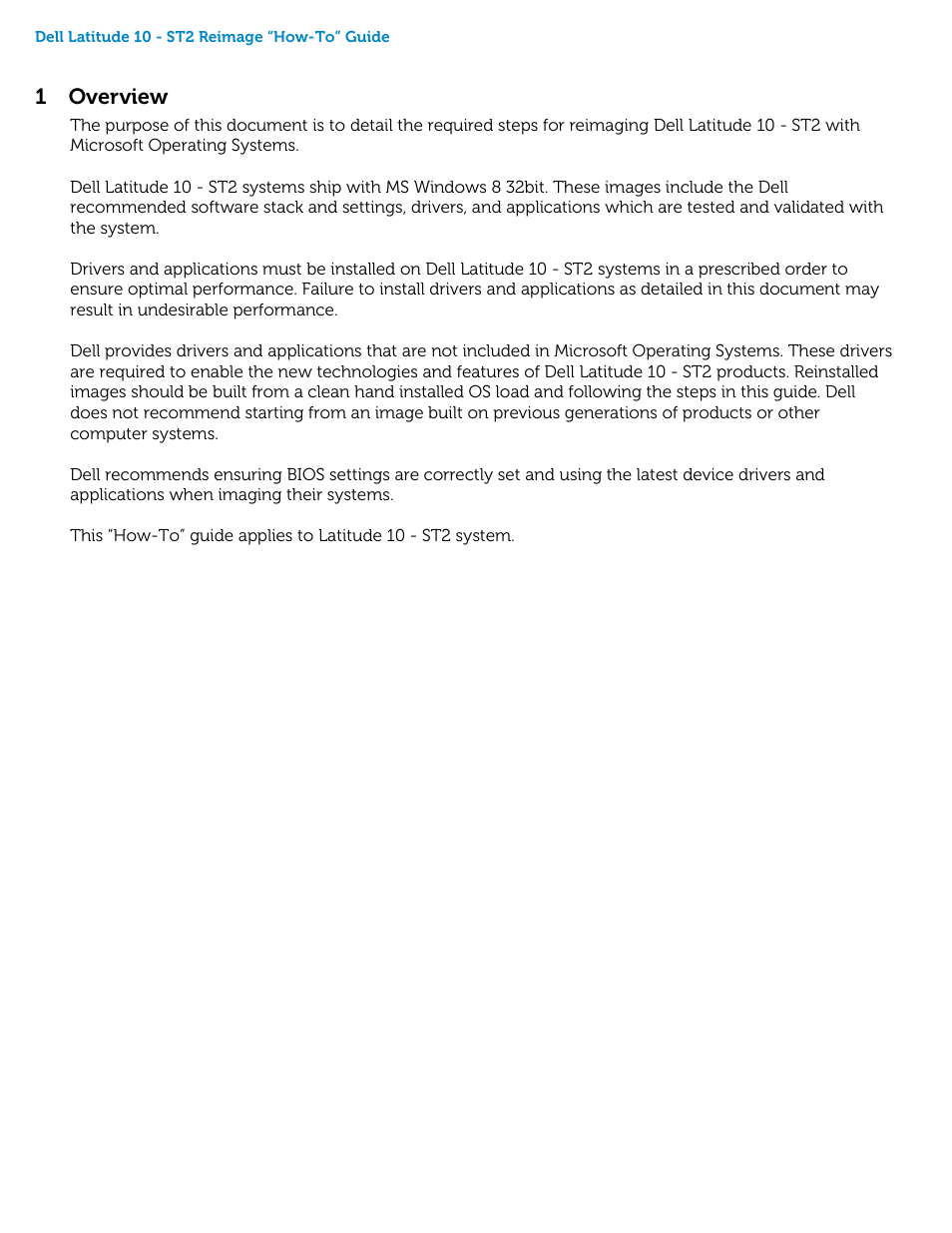 Overview, 1 overview | Dell Latitude 10 (Late 2012) User Manual | Page 3 / 9