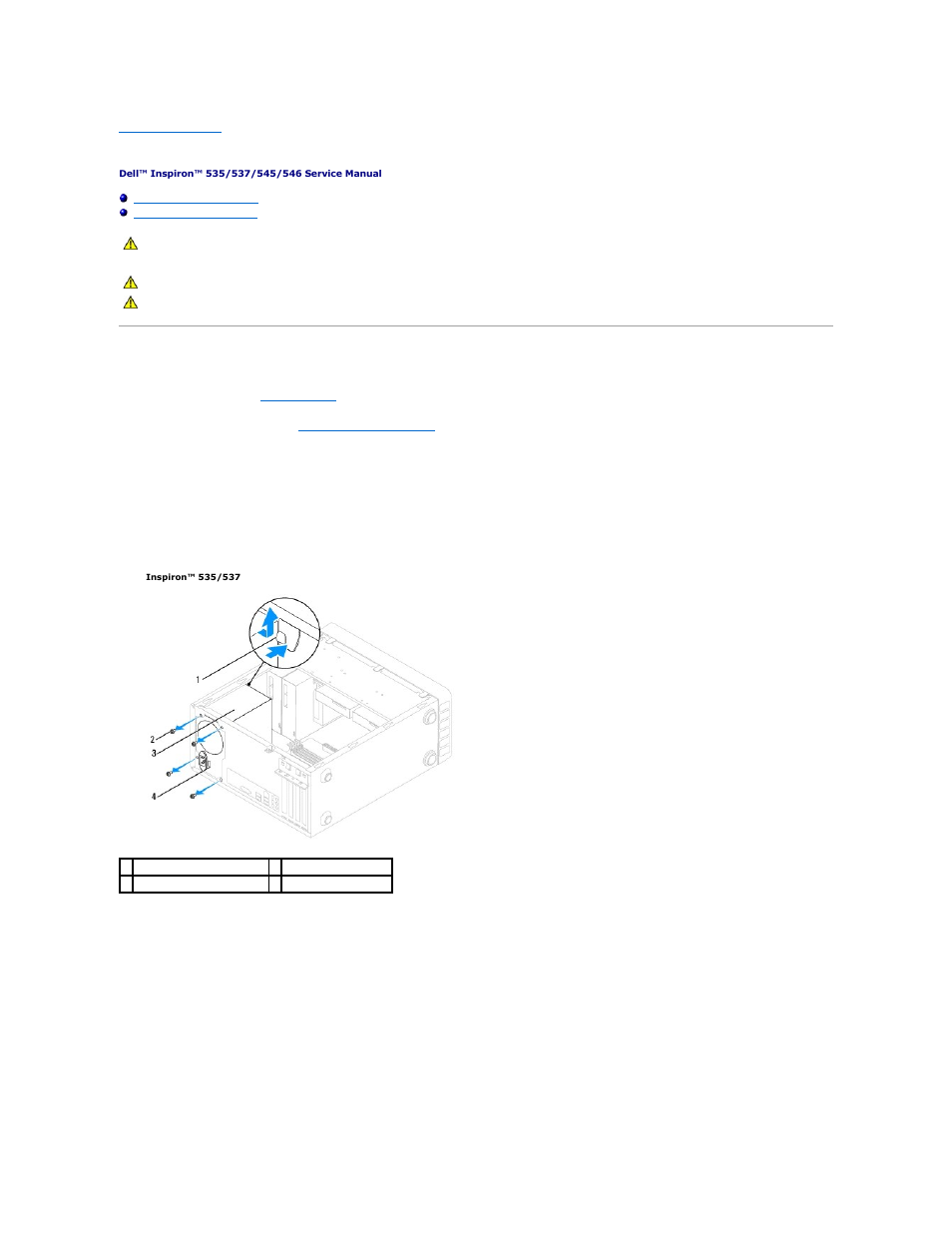 Power supply, Removing the power supply | Dell Inspiron 545 (Early 2009) User Manual | Page 29 / 45