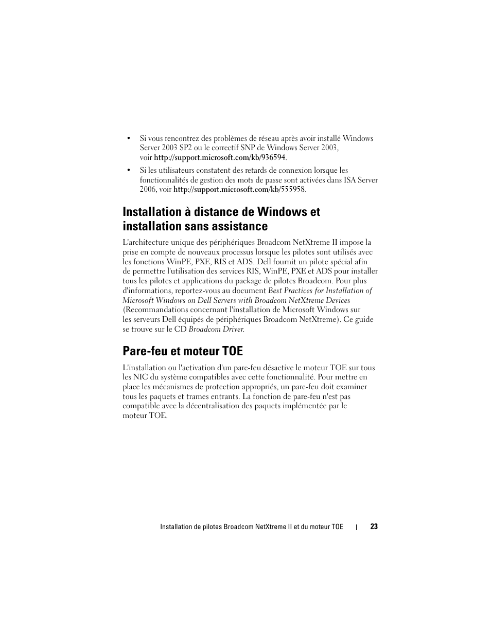 Pare-feu et moteur toe | Dell Broadcom NetXtreme Family of Adapters User Manual | Page 25 / 58