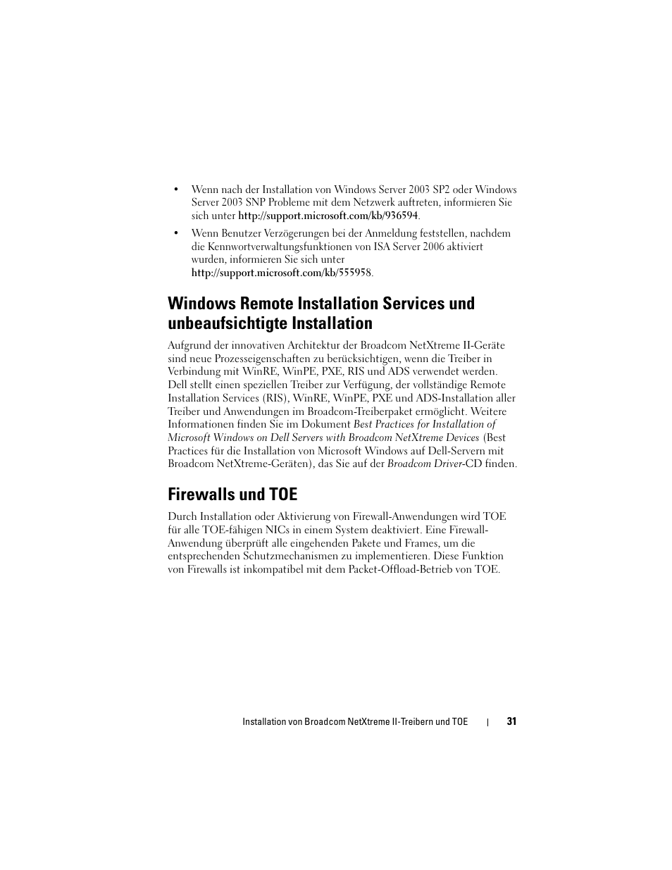 Firewalls und toe | Dell Broadcom NetXtreme Family of Adapters User Manual | Page 33 / 58