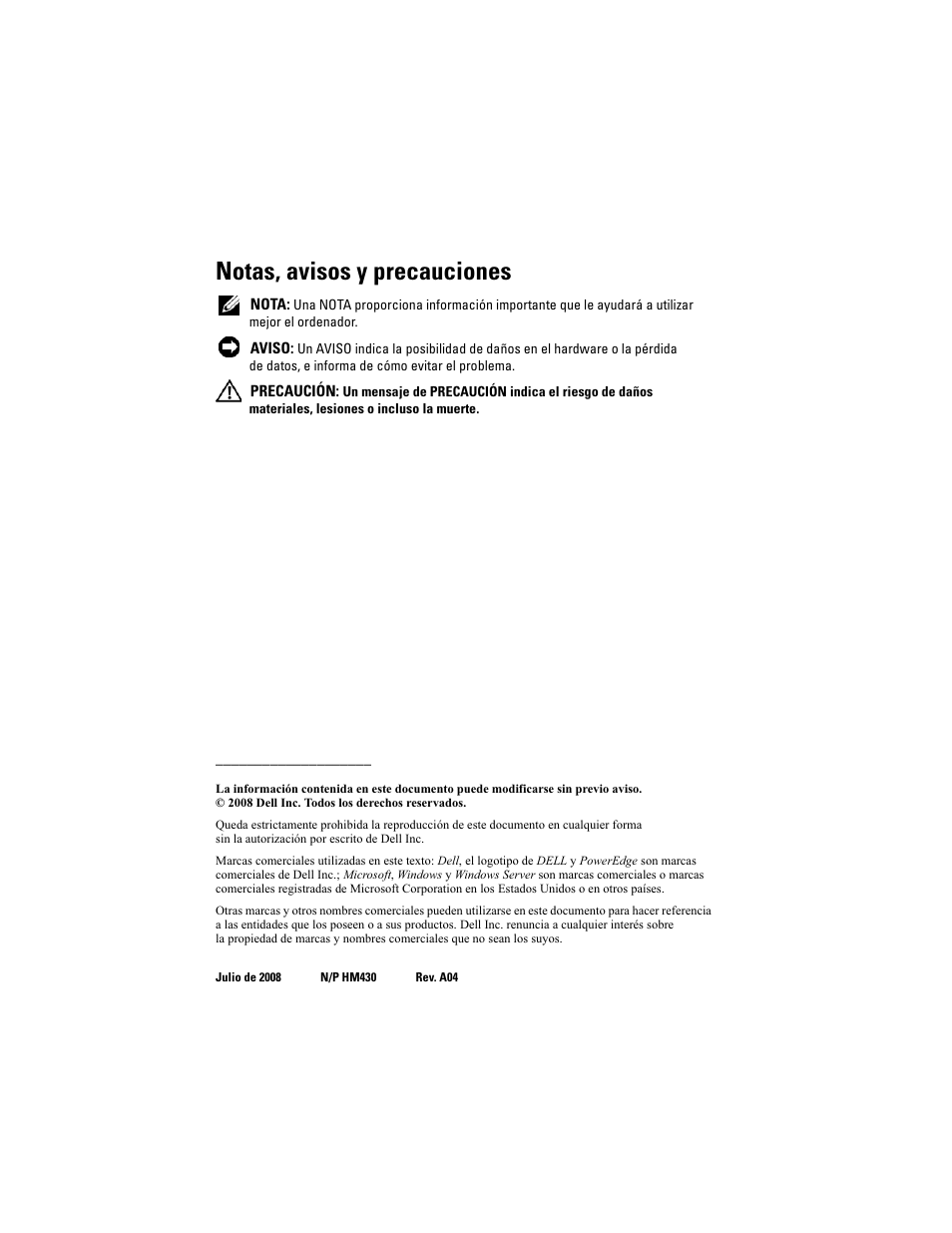 Notas, avisos y precauciones | Dell Broadcom NetXtreme Family of Adapters User Manual | Page 52 / 58