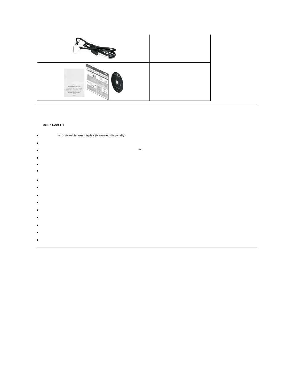Product features, Identifying parts and controls, Front view | Dell E2011H Monitor User Manual | Page 3 / 32