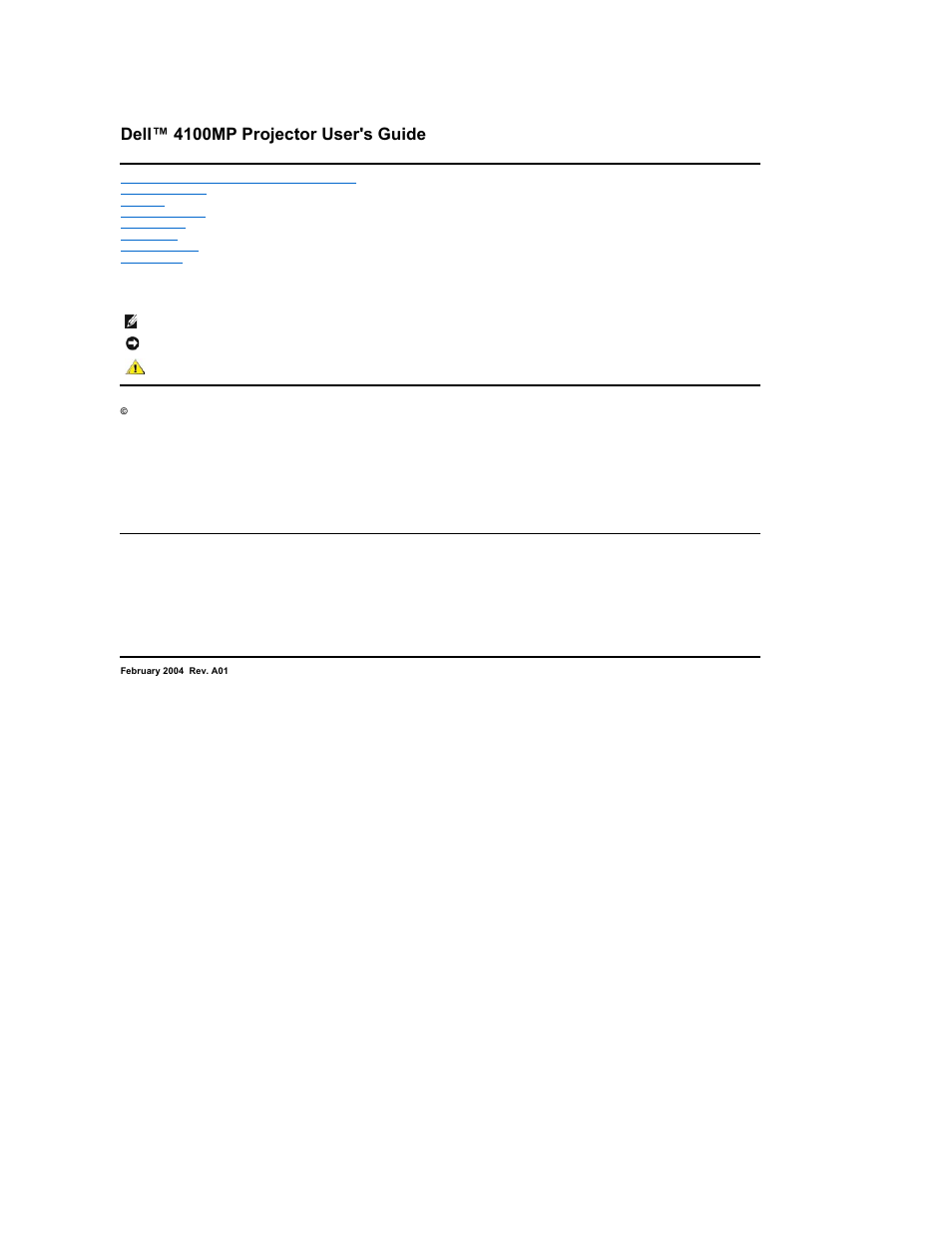Dell Projector 4100MP User Manual | 50 pages