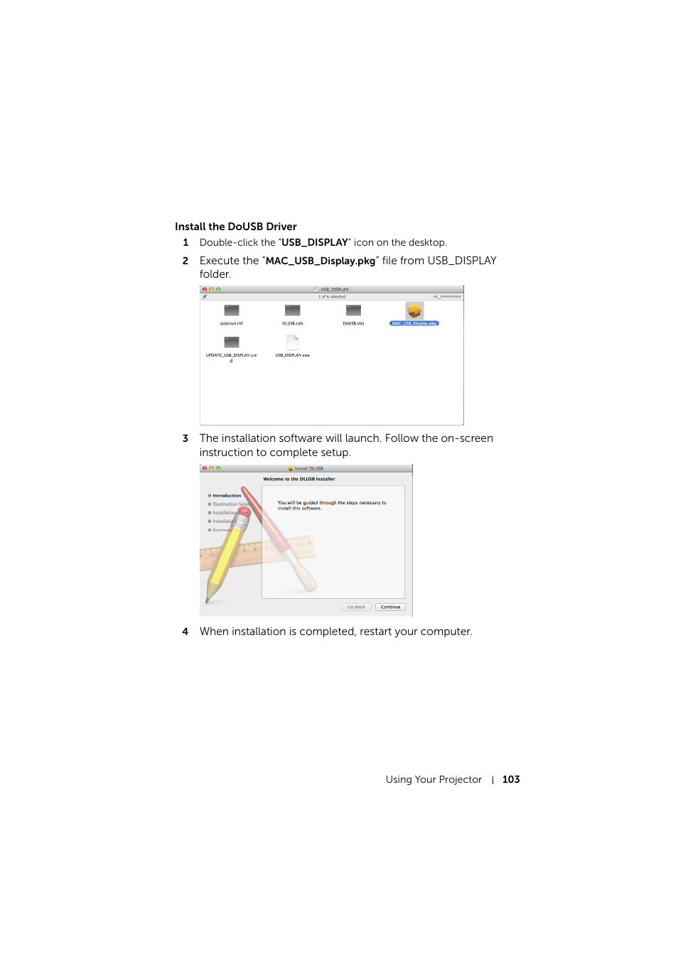 Install the dousb driver | Dell S510 Interactive Projector User Manual | Page 103 / 154