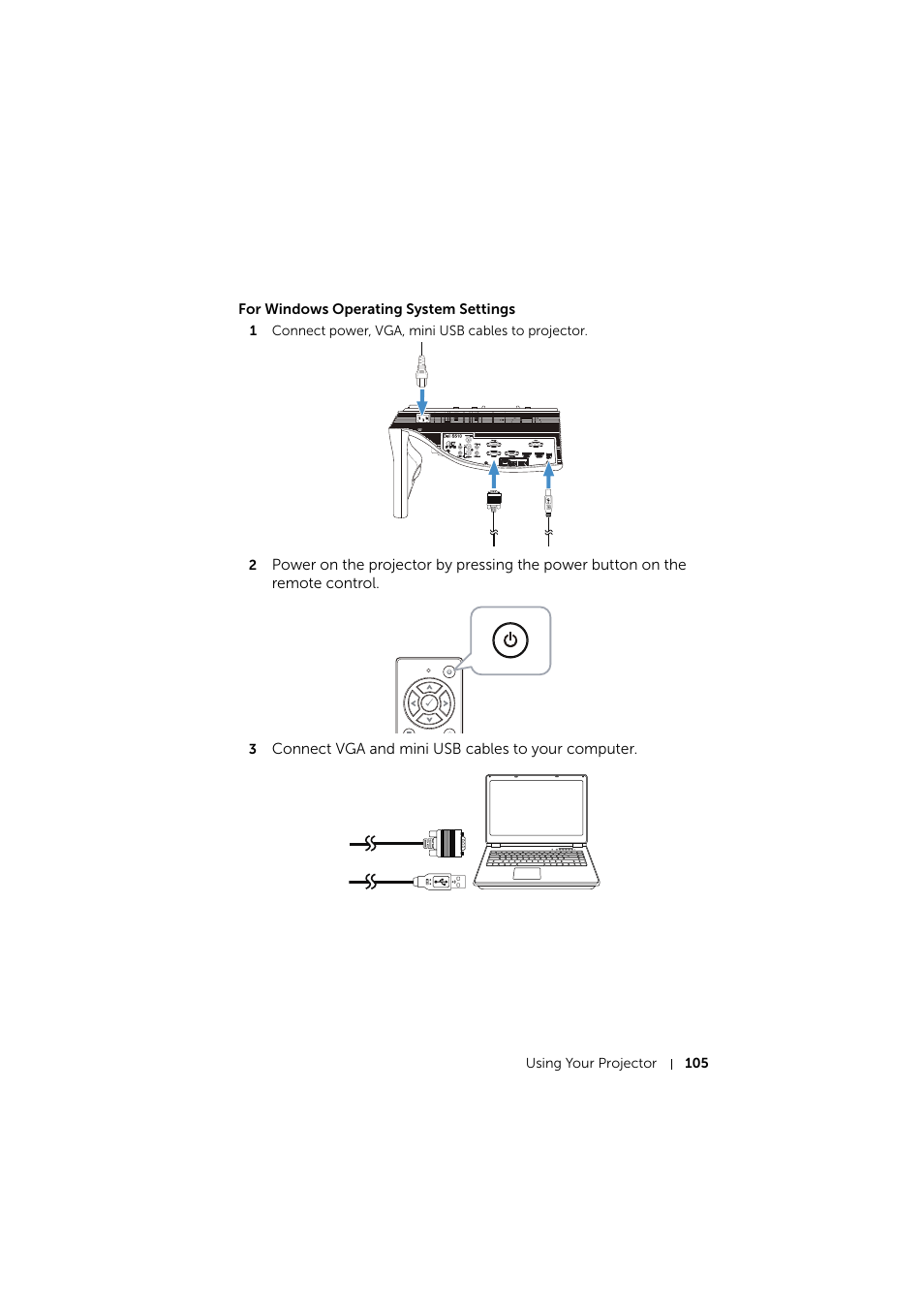 For windows operating system settings | Dell S510 Interactive Projector User Manual | Page 105 / 154