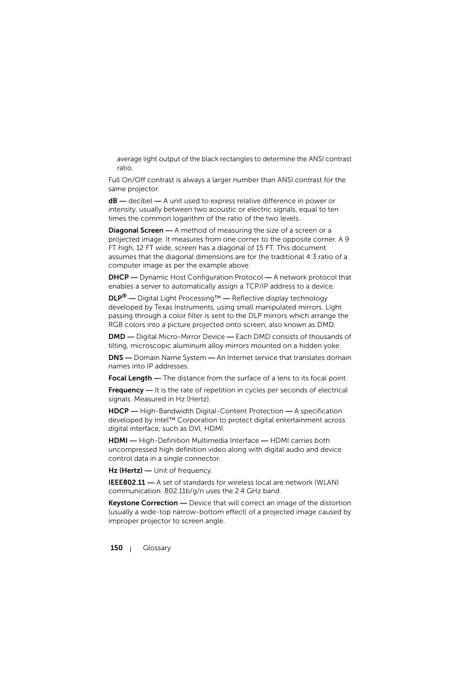 Dell S510 Interactive Projector User Manual | Page 150 / 154