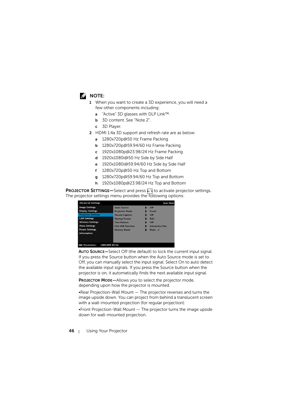 Dell S510 Interactive Projector User Manual | Page 46 / 154