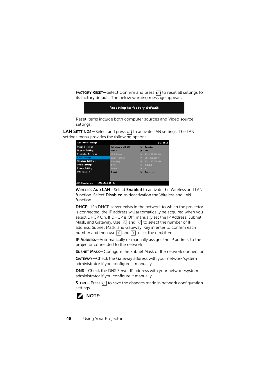 Dell S510 Interactive Projector User Manual | Page 48 / 154