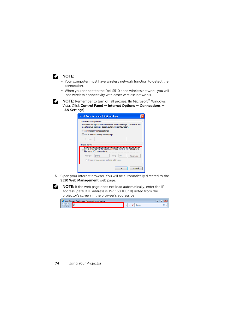 Dell S510 Interactive Projector User Manual | Page 74 / 154