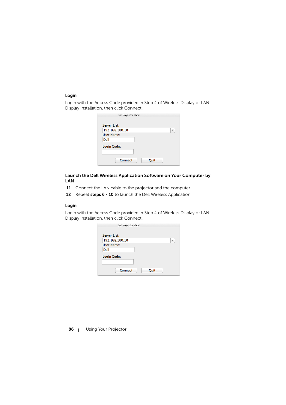 Login | Dell S510 Interactive Projector User Manual | Page 86 / 154