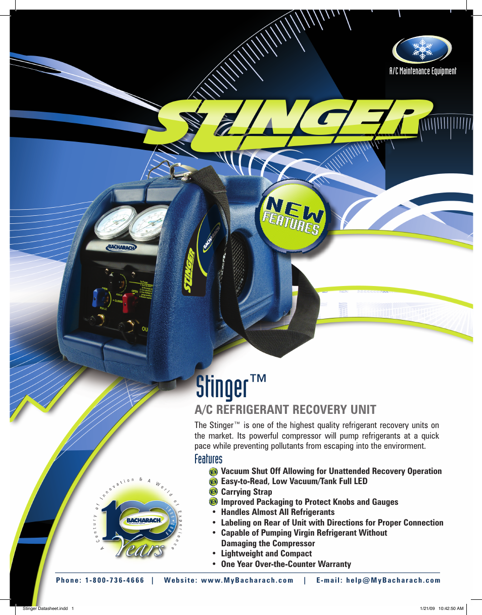 Bacharach Stinger User Manual | 2 pages