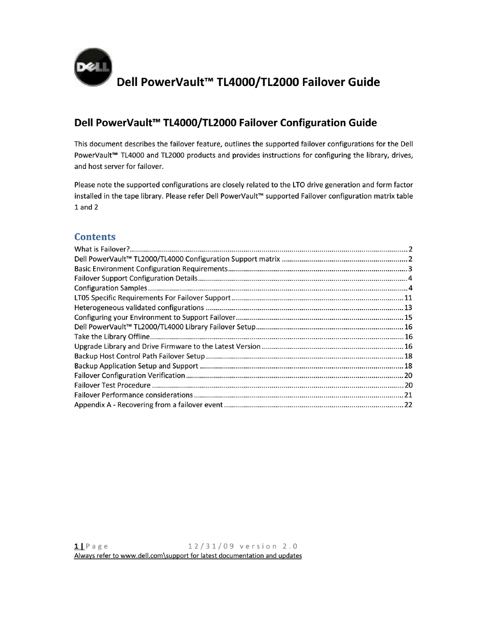 Dell PowerVault TL4000 User Manual | 22 pages